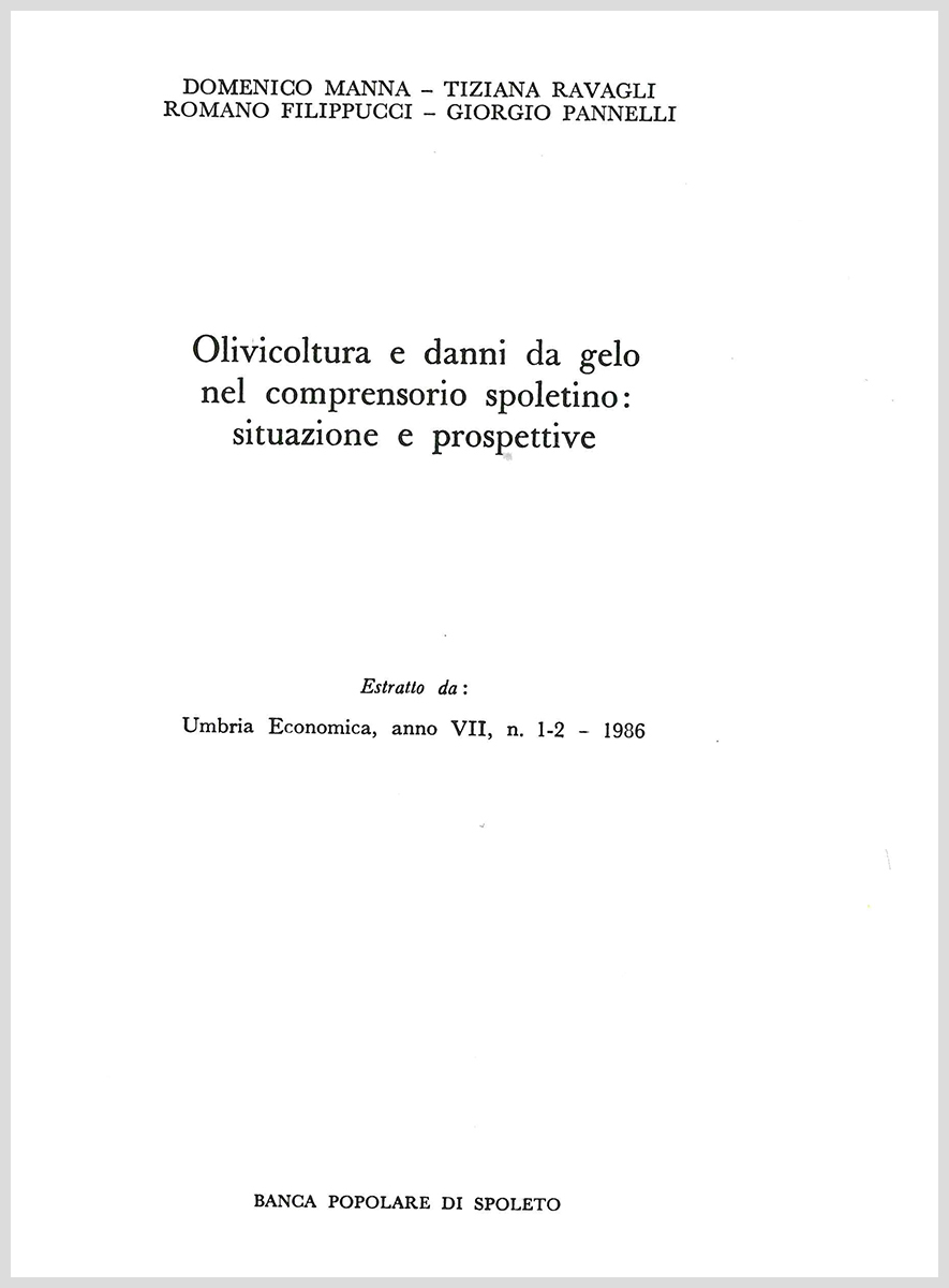 Olivicoltura e danni da gelo nel comprensorio spoletino: situazione e prospettive (copertina, 1986)